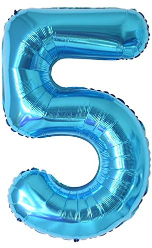 Geburtstag zahlen luftballon 5 jahre | Blau Folienballon 5 XXL -Riesen Folienballon in 40 - 101cm Geburtstagsdeko - Ballon Zahl Deko zum Geburtstag .Fliegt mit Helium