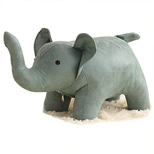 TPARIS Sitzhocker Mit Niedlichem Tier|Dekor-Fußhocker Mit Massivholz-Stützbeinen|Tierhocker Kleiner Gepolsterter Gepolsterter Für Schlafzimmer,Wohnzimmer|50X26X26Cm(19,6X10,2X10,2Zoll),Grün,Elefant