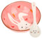 UPKOCH Pink Bunny Ceramic Bowl & Spoon Set - 13x13x5cm Kids Rabbit Tableware for Easter, Dessert, Snacks, Microwave & Dishwasher Safe