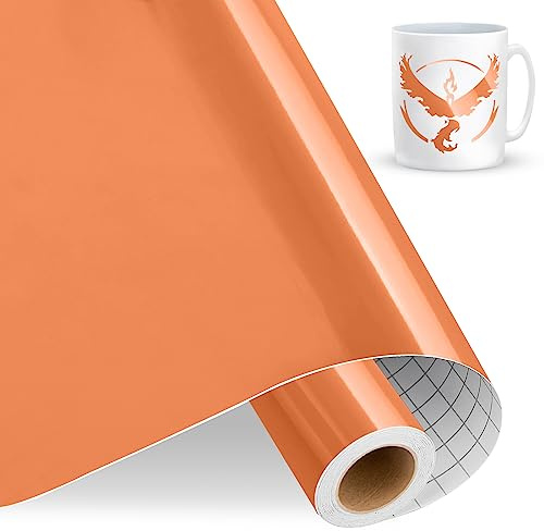 IModeur Vinylfolie Plotter Orange, 30.5cm x 457.5 cm Glänzend Orange Plotterfolie selbstklebend Vinyl, Orange Plotterfolie Vinyl für Cricut, Silhouette Cameo, die meisten Schneidemaschine