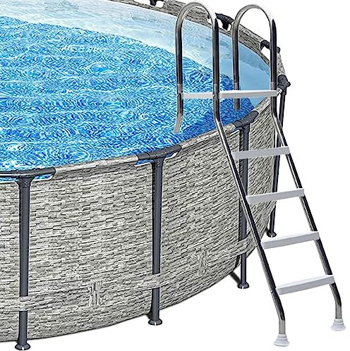 BOTOWI 52 Hochleistungs-Schwimmbadleiter für den Außenbereich, 4 Stufen doppelseitige Anti-Rutsch-Pool-Trittleiter, 304 Edelstahl-Pooltreppen Maximale Tragfähigkeit 500 lb mit abnehmbaren Stufen