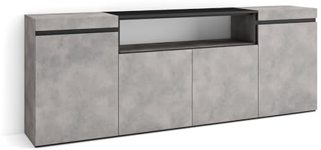 Skraut Home | Sideboard, Highboard | Kommode, Komodenschrank | 200x75x35cm | 4 Türen | Wohnzimmer, Küche | Moderner Stil | Zement