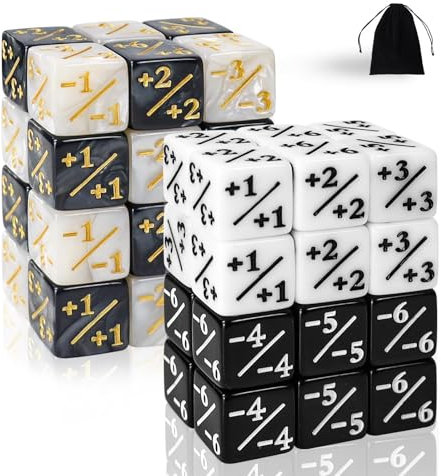 SLAKOZYT Würfelset Token Würfel Magic The Gathering Glitter Sparkle Dice, Loyalität Würfel Starry Marble D6 Würfel kompatibel (48 Schwarz-Weiß-Kombination)