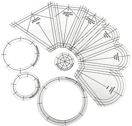 lopituwe Bundle of 10 Regular Dresden Plate Template Stencils Quilt Ruler DIY Tool, Type 1