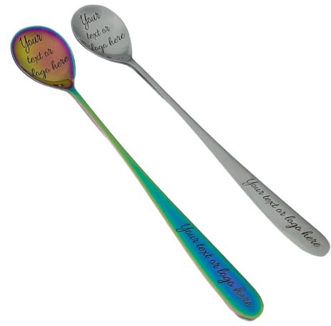 Personalised Latte Spoon - Rainbow or Silver Colour Available - Engraved with Any Text - The Gift for Tea Lovers in The UK!
