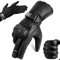 EVO Fitness Gants Moto Gants Thermiques Intérieurs d'hiver Thinsulate 3M Hipora Carbon Shell Fibre Knuckle Smartphone Tactile Compatible Coupe Vent Imperméable Hiver Thermique Homme Femme (Noir, M)