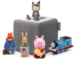 LondonMart Tonies Toniebox Children's Favourites Starter Bundle Inc Toniebox, Thomas + Friends, Peppa Pig, Peter Rabbit, Paddington, Early Development & Activity Toys (Grey)