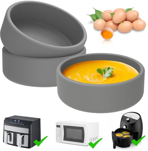 3Pcs Air Fryer Egg Mold, Reusable Egg Bite Maker, Nonstick Silicone Egg Molds, Microwave Egg Cooker, Silicone Egg Poacher Cups, Air Fryer Dash Egg Cooker, Air Fryer Accessories for Oven, 4×1.3inch