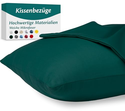 Kissenbezug 30x50 – Mikrofaser Oeko-TEX Zertifiziert – Grün – 2er Set Kissenbezüge für Kissen 30 x 50 Weich & Atmungsaktiv – Kissenhülle Hypoallergen und Waschbar mit Verdecktem Reißverschluss
