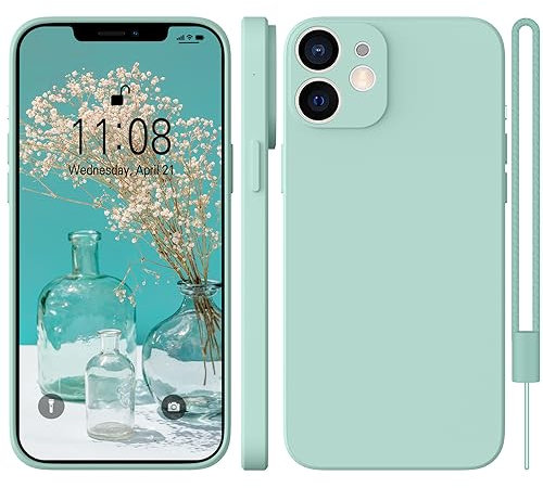 WXX iPhone 12 Mini Hülle Silikon Case, Hanyhülle iPhone 12 Mini Dünn Slim mit Microfiber, Kratzfeste Rundumschutz Case Hülle für iPhone 12 Mini 5.4'' 2020 Mint Grün
