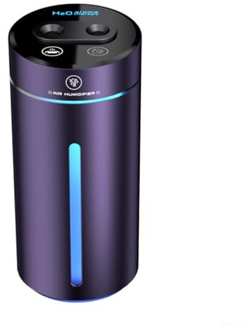 380ml Car Air Humidifier, USB Charging Mini Essential Oil Diffuser with Mood Light, Double Hole for Nano Spray Vehicle Air Humidifier(purple)