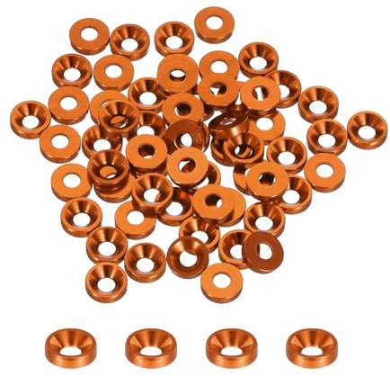 QUARKZMAN Rondelles à Contre-Alésage M3 60 Pièces, Alliage d'Aluminium Anodisé 8mm/0,31 Pouces, Joints de Tête pour Vis RC/FPV/PC/Pièces d'Accessoires de Drone, Orange