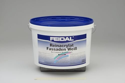 Feidal Reinacrylat Fassadenwandfarbe weiß 2,5L - Hoch deckend und extrem wetterbeständig