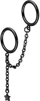 PIERCINGLINE Chirurgenstahl Segmentring Clicker 2 RINGE MIT KETTE + STERN Piercing Ring Ohr Farbauswahl