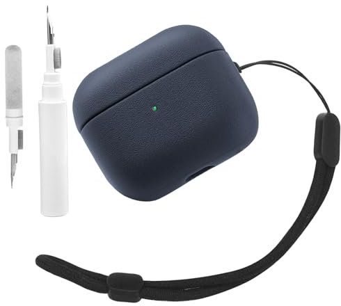 Teyomi Custodia in TPU compatibile con AirPods 3, con kit di pulizia, custodia protettiva compatibile con AirPods di 3a generazione, con cinturino da polso, design in pelle touch per AirPods 3 Cover