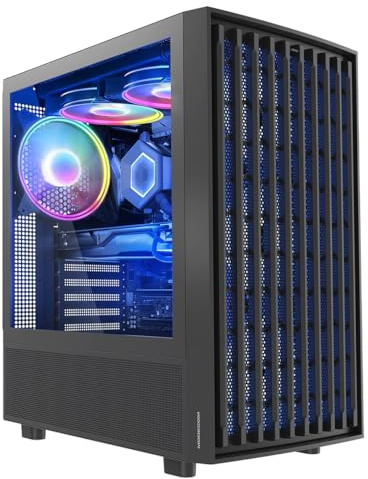 MODECOM Breeze ARGB Flow Midi Tower PC Gehäuse Schwarz ATX | Gaming Computer Case mit vorinstalliertem Lüfter | ATX Gehäuse mit Netzteil-Slot | Optimierter Airflow & Design für PC-Systeme
