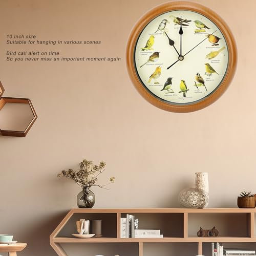 Stille Wanduhren 10 Zoll mit Vogelstimmen Weihnachtsmusikuhr Moderne Innenwanduhr aus Hochwertigem Material für Wohnzimmer Schlafzimmer Büro