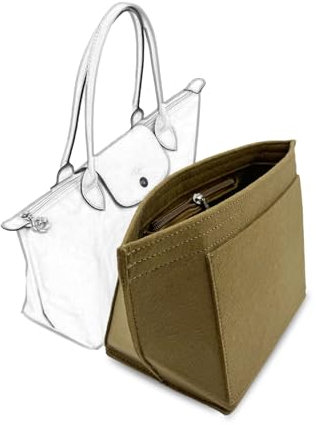 D.DUO Tascheneinsatz-Organizer, Geldbörsenzubehör, Passend Für Longchamp Tragetasche mit langem Griff (Braun, L (langer Griff))