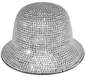 Maskworld Discokugel Hut - silber - Glockenhut mit Glitzersteinen - Kopfbedeckung für Party & Danccefloor
