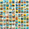 IFUDE Vintage Reise Postkarten 50 verschiedene Reiseplakat Architektonische Landschaft Wanddekoration Postcrossing +100 Aufkleber von weltberühmten Plakaten