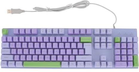 Denash Clavier Filaire à Grandes Lettres, Clavier éclairé USB avec Rétro-éclairage, pour Ordinateur Portable, Prise en Charge iOS, etc. (Violet)