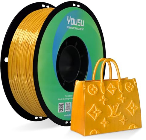 YOUSU Silk TPU Filament 1,75 mm, flexibles 95A TPU 3D-Drucker-Filament, 1-kg-Spule, Maßgenauigkeit +/- 0,02 mm, Seiden-TPU-Gold