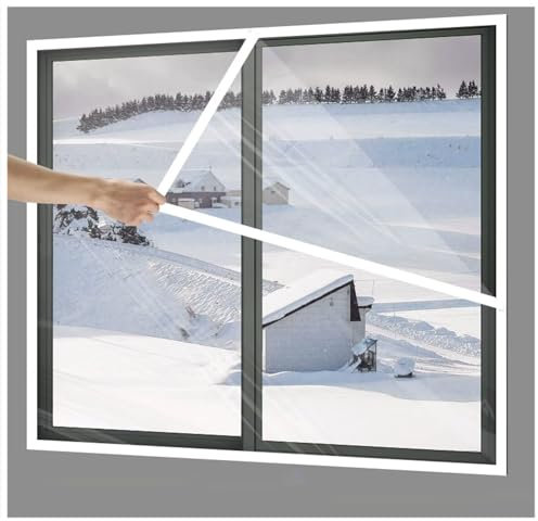 Transparent Glazing Film White W50 x H110cm Reusable Winter Window Seal Kit,Hook and Loop Double Sided Tape Included,Clear
