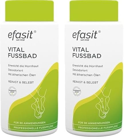 efasit Vital Fußbad, 400g – basischer Hornhaut Badezusatz, für wohlriechende, gepflegte und entspannte Füße, Hornhautweicher, bis zu 30 Anwendungen (Packung mit 2)