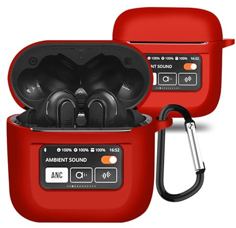 YAODLE hülle Kompatibel mit JBL Tour Pro 2 Schutzhülle Stoßfeste Weiche hülle,Mit Karabiner,Anti-Fingerabdruck,Anti-Abrieb（Rot）