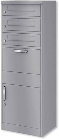 Metzler Paketbox mit 3 Briefkästen – XXL 3er Briefkasten mit Paketfach, rostfrei und wetterfest – großer Outdoor Paketbriefkasten für Pakete bis Größe M – RAL 9007 Graualuminium - Modell Bispo