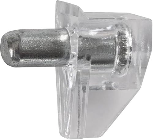 20 Stück Bodenträger 3 mm Kunststoff transparent mit Stahlstift – Einlegeboden Halter - Regalbodenträger – Regalstifte – Fachbogenträger - aus massivem Stahl Artikelnummer 9157204