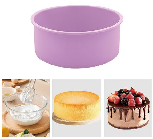 Moule en Silicone Anti-adhésif à Gâteau Rond pour Couches, Fromage et Chocolat (Violet, 15,2 cm)