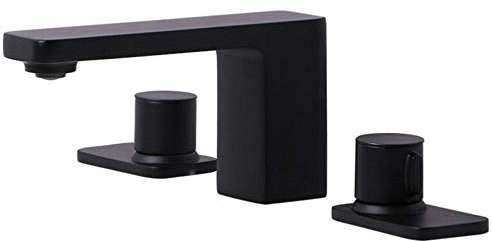 HXFFXHF Lustre Mélangeur de Lavabo à 3 Trous Robinet mitigeur Chaud et Froid en Laiton Économie d'eau Antirouille Robinet de Lavabo de Salle de Bain Anti-Fuite-Noir (Nero) Lustre