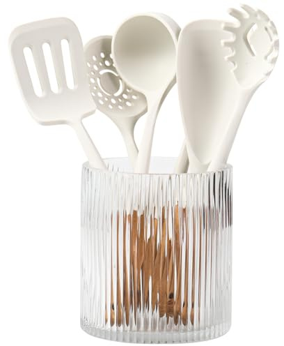 FERAHI Utensilienhalter, 16 cm, Glas-Küchenutensilienhalter für Arbeitsplatte, große Kochutensilienhalter für Küchentheke, Utensilientöpfe für Bauernhaus-Dekoration