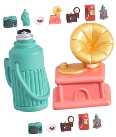 CHICAMPERA 14pezzi Miniature Per Casa Delle Bambole Mobili Retro e Elettrodomestici Resina Simulata Per Decorazioni Creative e Progetti Fai Te