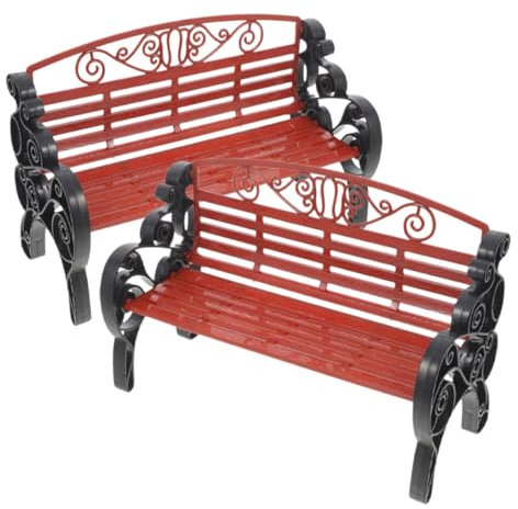 Supvox 2 Stück Parkstuhl Modell Bänke Im Freien Modell Einer Mini-parkbank Klein Miniatur Winzig Modell-lackierbank Märchenhafte Gartenbank Sitz Mini -Bank Abs Brown