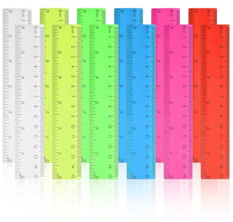 SJUNJIE 12 Pezzi Righello 15 cm Colore Trasparente Righelli in Plastica | Flessibile con Centimetri e Pollici Righello Piccolo Cartoleria per Nelle Scuole Aule Ufficio