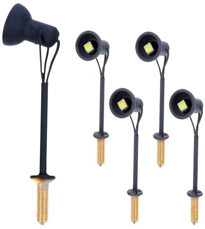 Kleiner Reflektorlampen für Sandtischmodell 5 Stück-Pack Schwarz 1: 87 | Metall und Abs, 3v 12v Spannung, für Minihaus und Szenenlayout, Dekorativ und Praktisch