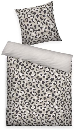 Tom Tailor Renforcé-Bettwäsche Leo, Wendemotiv, 80x80 cm + 155x220 cm, mit Reißverschluss, 100% Baumwolle, Beige (Anthracite & Sunny Sand)