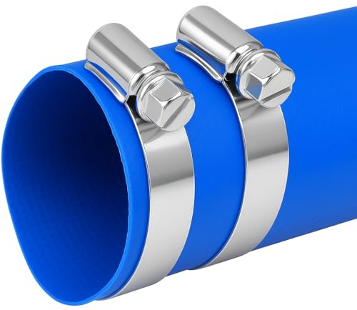 51mm (2) Diameter Layflat Discharge Hose Pipe Compatible with Submersible Water Pump – Blue PVC Reinforced with Polyester– Includes 2 Clips 10 Metre (32.8ft)