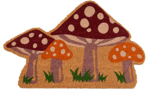 OHS Mushroom Shaped Washable Door Mat, Outdoor Indoor Door Mat Non-Slippery Dirt Trapper Doormats Inside Home Decor Welcome Mat Front Doors Coir Doormat, Natural - 45 x 75cm