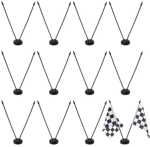 FINGERINSPIRE 12Sets Black Miniature Flag Stands 30cm 2 Holes Flat Round Black Base Desk Flag Holder Plastic Flags Display Basement for Display Almost All Small Mini Flags Home Office Desktop Decor