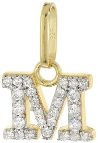 trendor Buchstaben-Anhänger M 925 Silber Vergoldet 21284-M | wunderschönes Schmuckstück für Damen, elegante Geschenkidee
