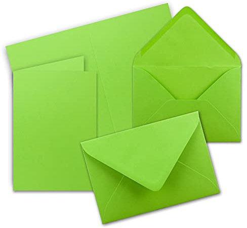 Faltkarten Set mit Brief-Umschlägen DIN A6 / C6 in Hellgrün - 25 Sets - 14,8 x 10,5 cm - Serie FarbenFroh