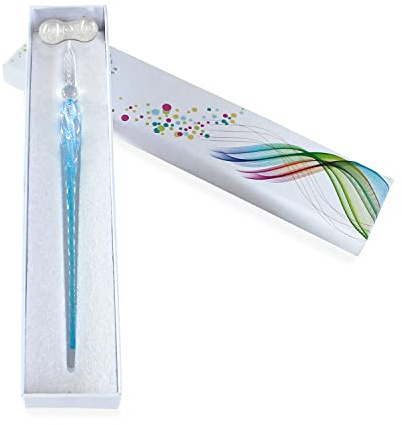 Co-link Kristall Glas Dip Pen, kreative handgemachte Unterschriftsstifte aus Glas, Elegante Dip Sign Pen Gesch?ftspr?sentation mit Ein Stifthalter Geschenkpaket (Tiefes Blau)