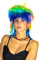 bunte 80er Jahre Vokuhila Rockstar Perücke für Damen Regenbogen Fasching Party Iro Punk Punkerin Rock n Roll Damenperücke