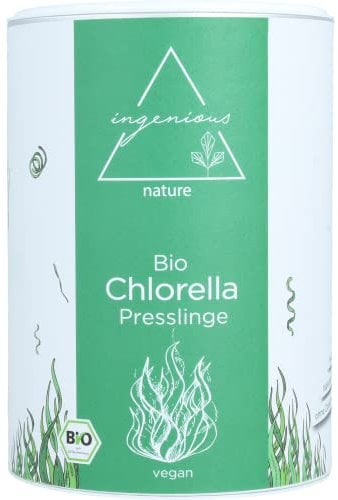 Ingenious Nature Bio-Chlorella-Tabletten, 500 g (1000 Tabletten à 500 mg), Vorrat für 5 Monate, Chlorella-Algen-Tabletten, Bio-Chlorella-Pellets