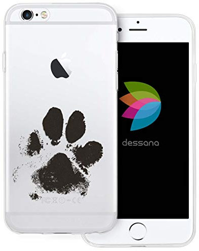 dessana Tier Pfoten Abdrücke transparente Schutzhülle Handy Case Cover Tasche passend für Apple iPhone 6/6S Hunde Tatze