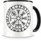 Samunshi® Vegvisir mit Runen A tazza da tè Vikinger vichingo, colore nero, 300 ml