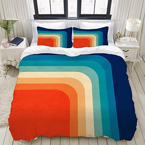 SnowXXL Bettwäsche-Set, Mikrofaser,Retro 70er Jahre III,1 Bettbezug 135 x 200cm + 2 Kopfkissenbezug 80x80cm